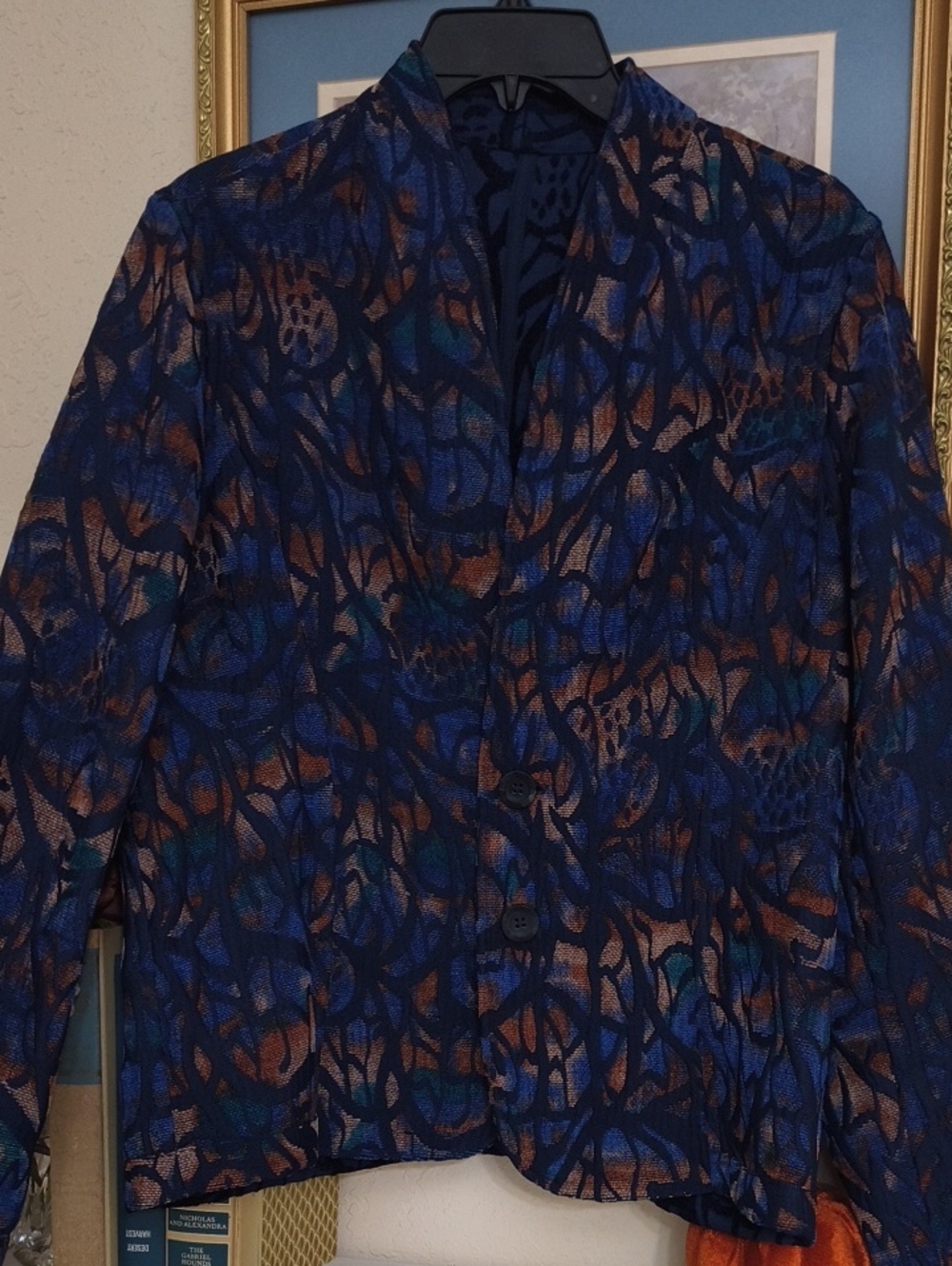 vintage reversible jacquard jacket rich abstract Office Y2k Large - Picture 3 of 10